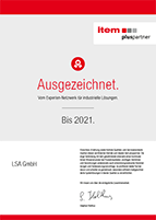 Zertifikat item pluspartner 2021 LSA GmbH